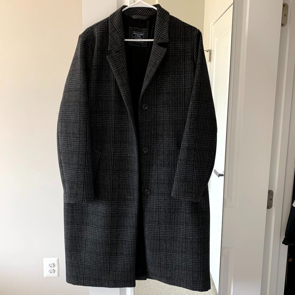 Abercrombie & Fitch Plaid Wool Dad Trench Coat
